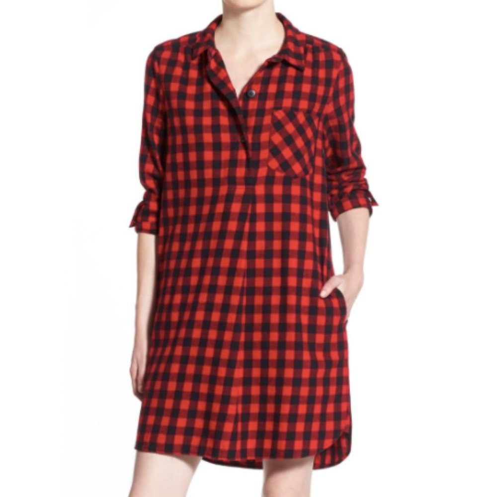 Madewell Flannel Latitude Shirtdress Buffalo Check